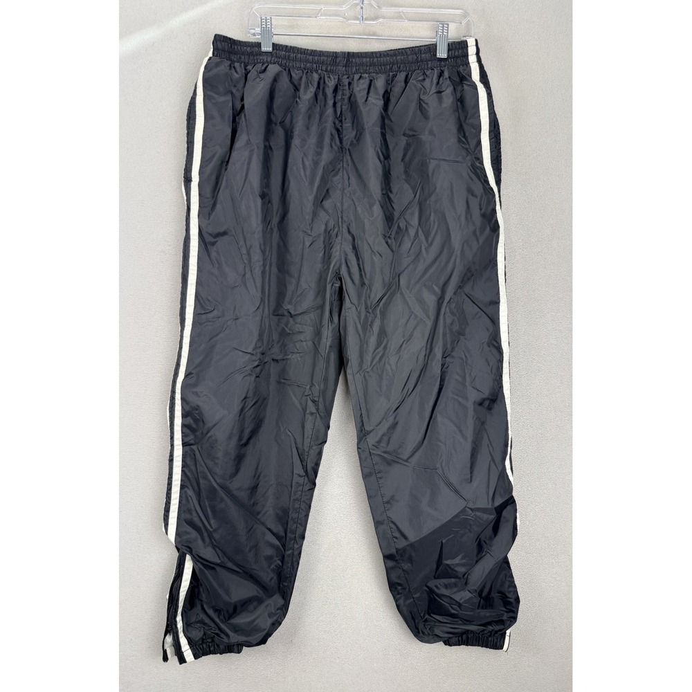 Vintage Pinnacle Men's Sz L Black W/White Track Jogger Warm-Up Windbreaker Pants